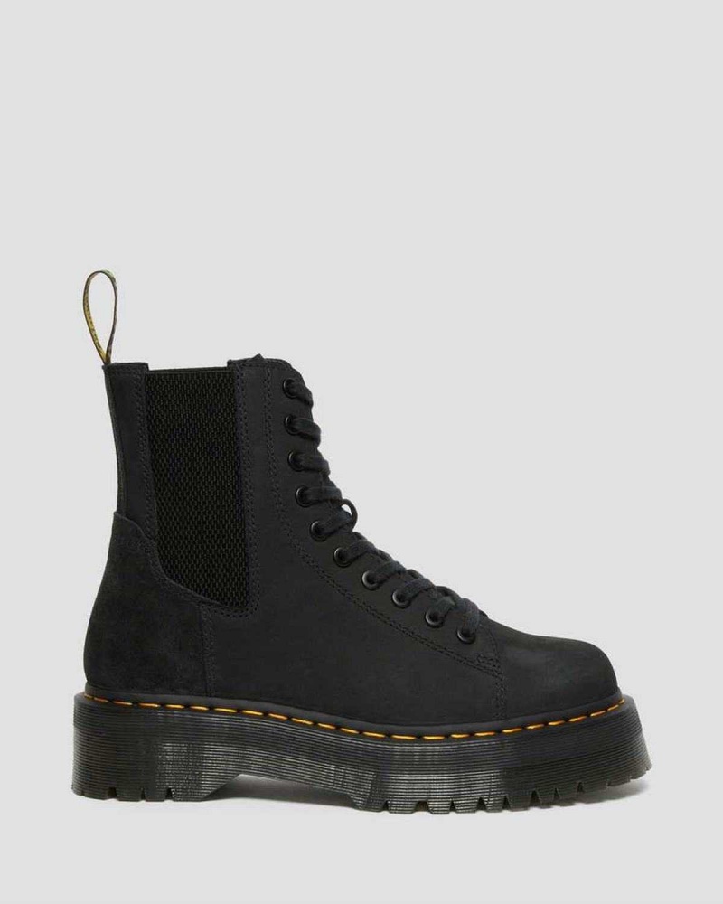 Black DR Martens Jadon Nubuck Leather Platform Boots | 4185PERYU