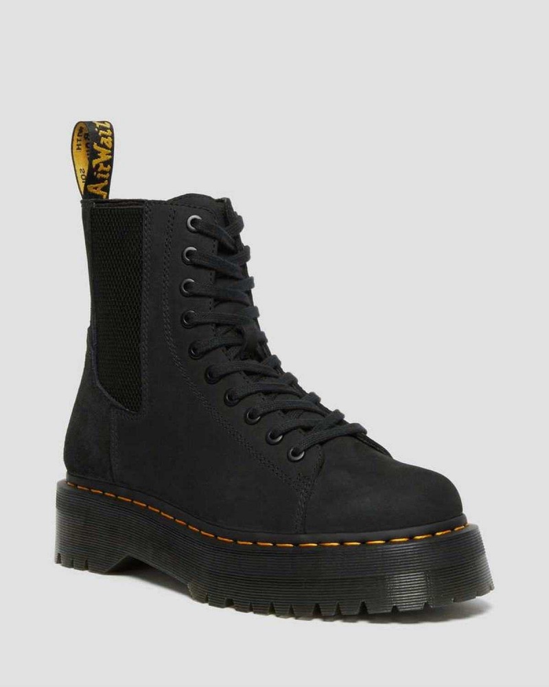 Black DR Martens Jadon Nubuck Leather Platform Boots | 4185PERYU