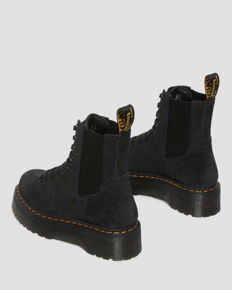 Black DR Martens Jadon Nubuck Leather Platform Boots | 0834BDNRJ