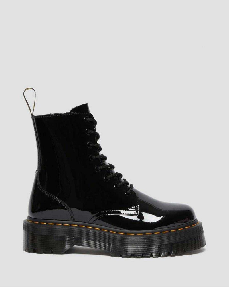 Black DR Martens Jadon Patent Leather Platform Boots | 3901IDGOL