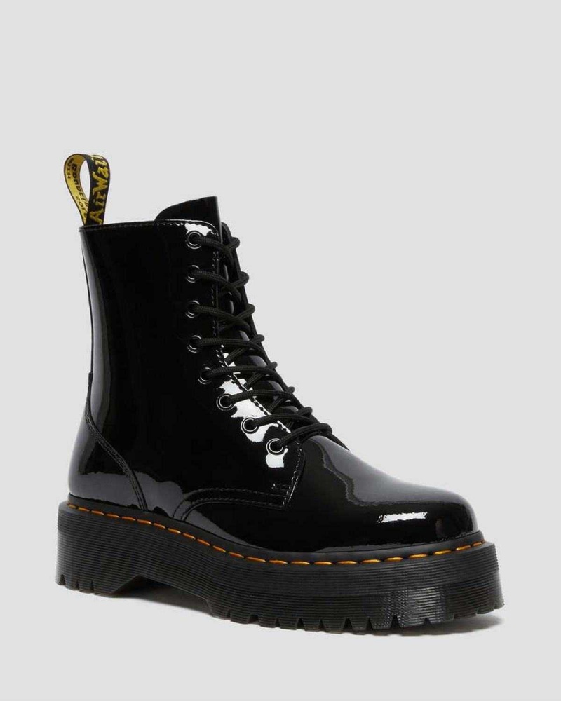 Black DR Martens Jadon Patent Leather Platform Boots | 3901IDGOL