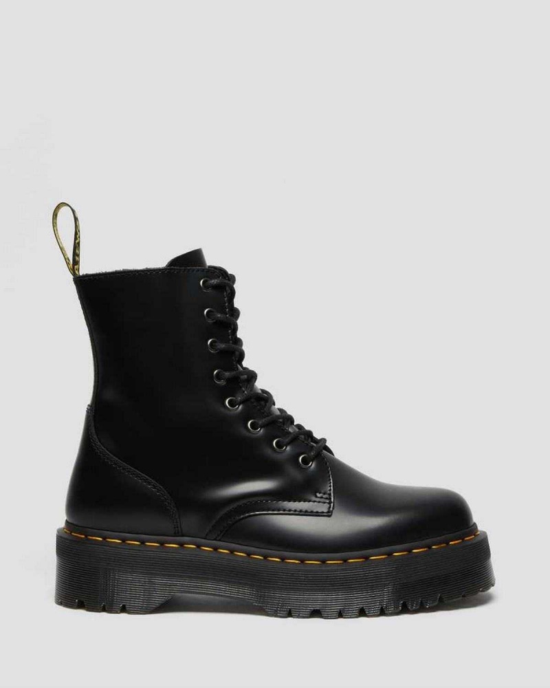 Black DR Martens Jadon Smooth Leather Platform Boots | 7108CMNHX