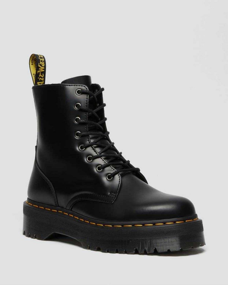 Black DR Martens Jadon Smooth Leather Platform Boots | 7108CMNHX