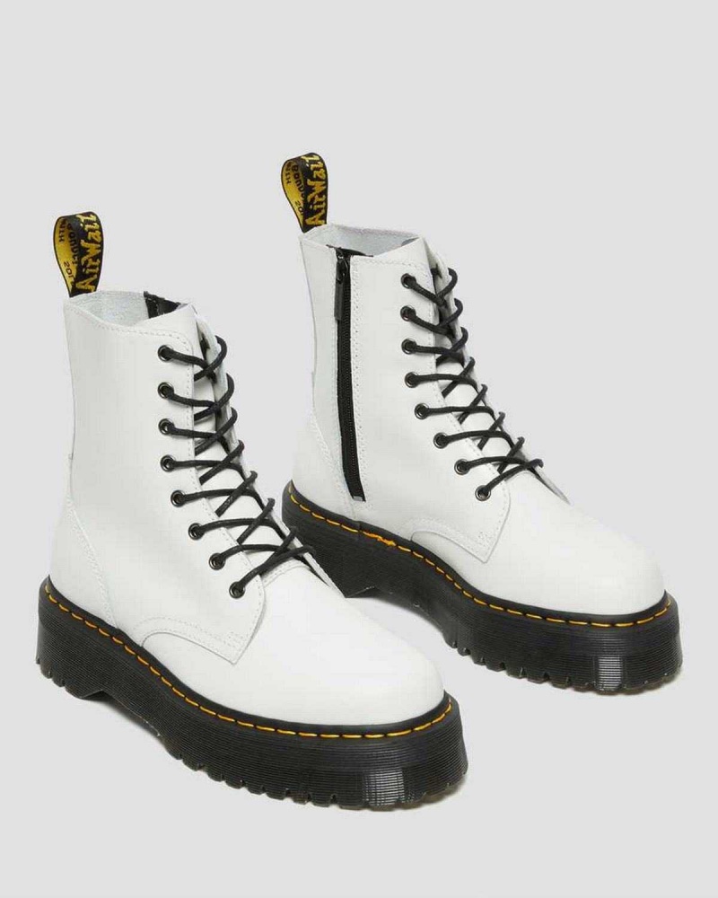 Black DR Martens Jadon Smooth Leather Platform Boots | 6071HXOUT