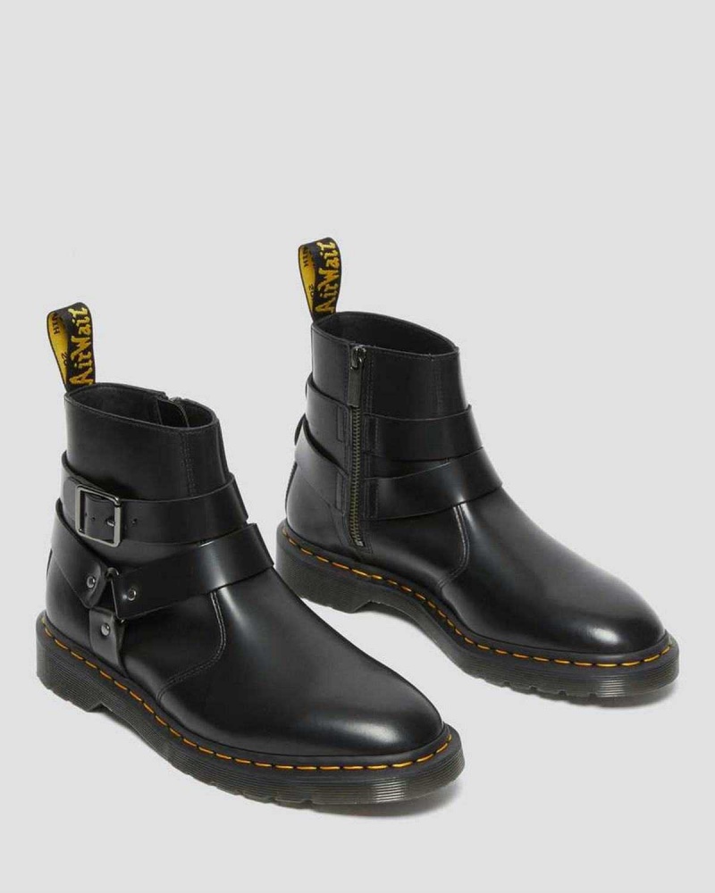 Black DR Martens Jaimes Leather Harness Chelsea Boots | 5768OSYCV