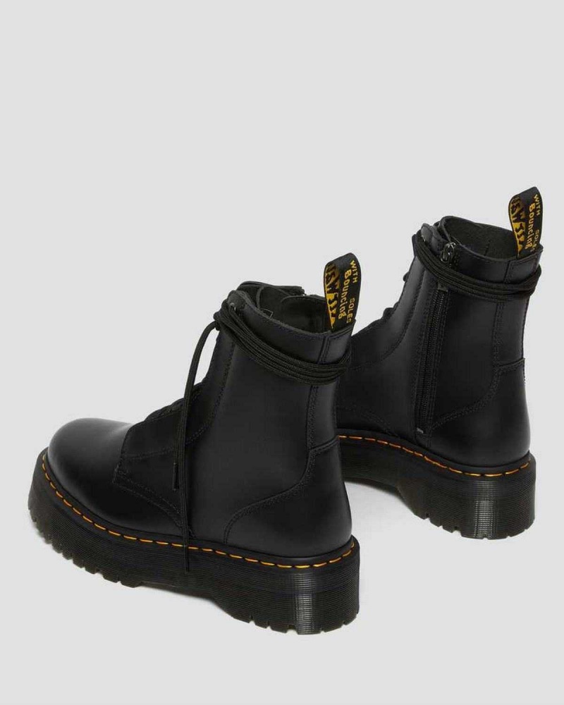 Black DR Martens Jarrick Smooth Leather Platform Boots | 3875UAIYL