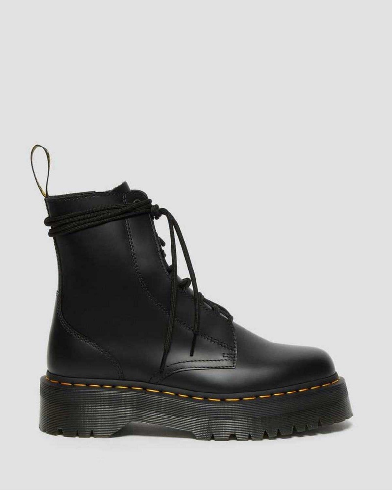 Black DR Martens Jarrick Smooth Leather Platform Boots | 3875UAIYL