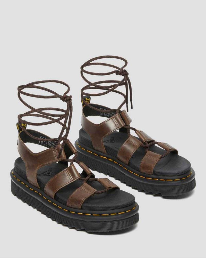 Black DR Martens Nartilla Illusion Leather Gladiator Sandals | 8029WORSX