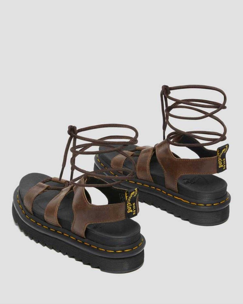 Black DR Martens Nartilla Illusion Leather Gladiator Sandals | 8029WORSX