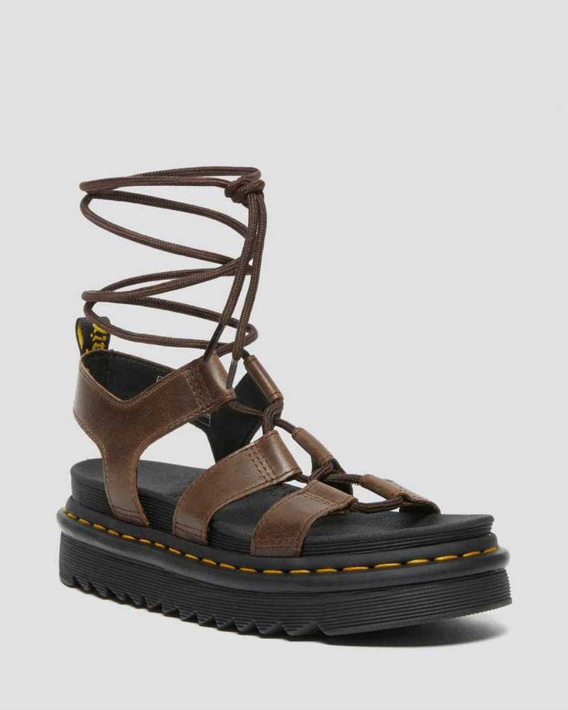 Black DR Martens Nartilla Illusion Leather Gladiator Sandals | 8029WORSX