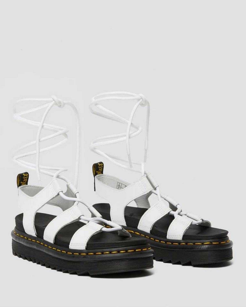 Black DR Martens Nartilla Leather Gladiator Sandals | 0649SCHLR