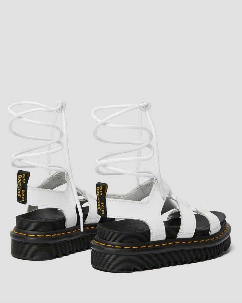 Black DR Martens Nartilla Leather Gladiator Sandals | 0649SCHLR