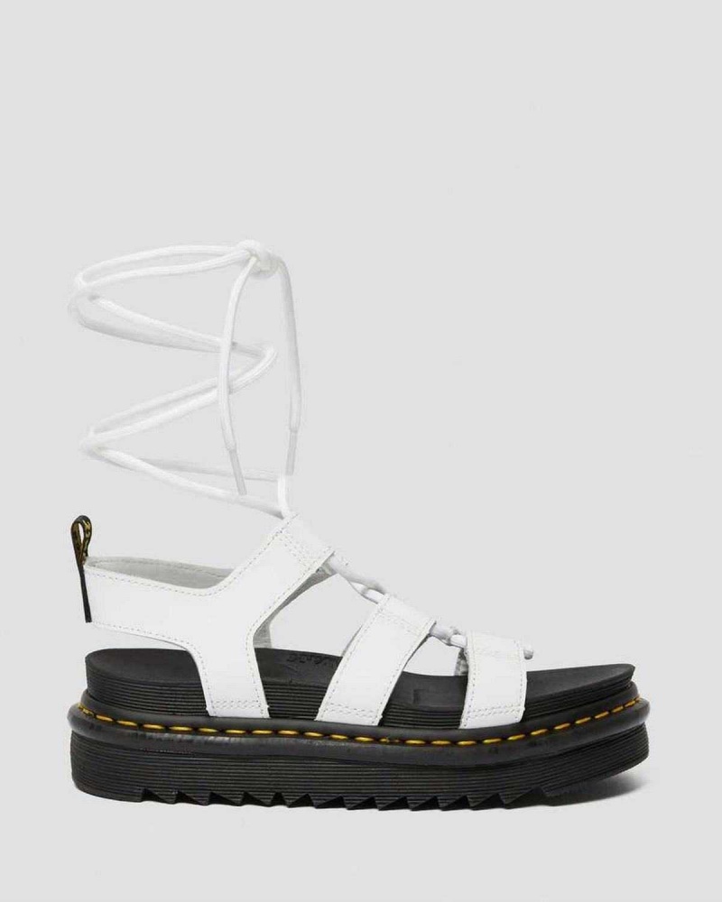 Black DR Martens Nartilla Leather Gladiator Sandals | 0649SCHLR