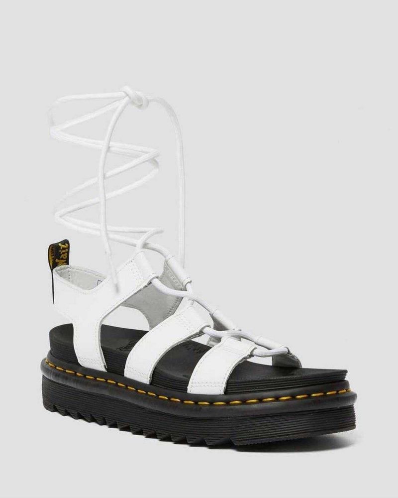 Black DR Martens Nartilla Leather Gladiator Sandals | 3205UXVTO