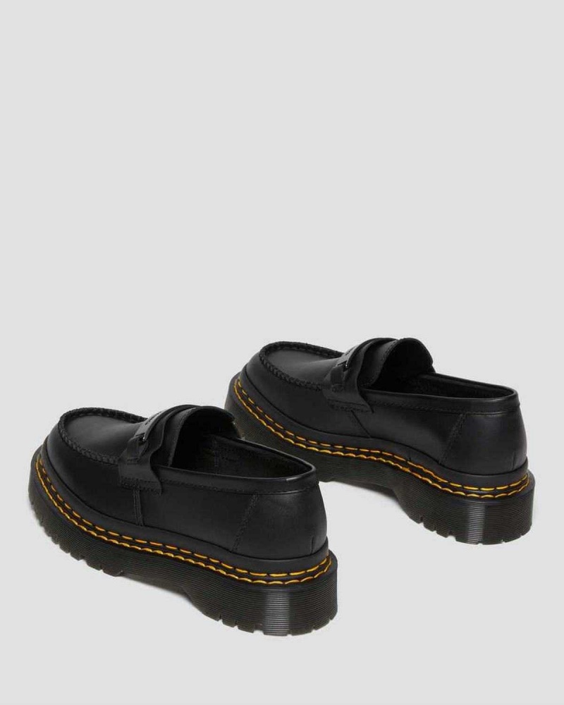 Black DR Martens Penton Bex Double Stitch Leather Loafers | 2573TDKAU