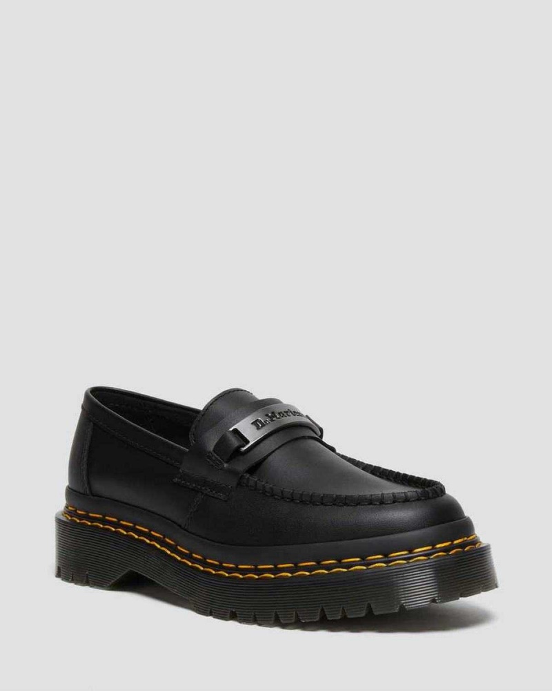 Black DR Martens Penton Bex Double Stitch Leather Loafers | 2573TDKAU