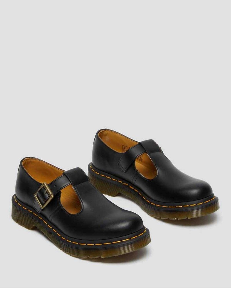 Black DR Martens Polley Smooth Leather Mary Janes | 3564GXIFW