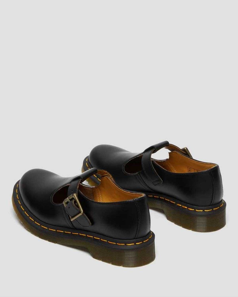 Black DR Martens Polley Smooth Leather Mary Janes | 3564GXIFW