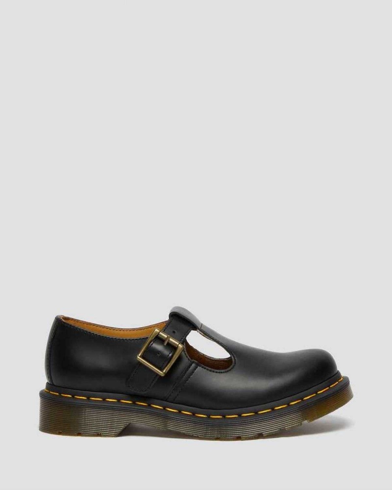 Black DR Martens Polley Smooth Leather Mary Janes | 3564GXIFW