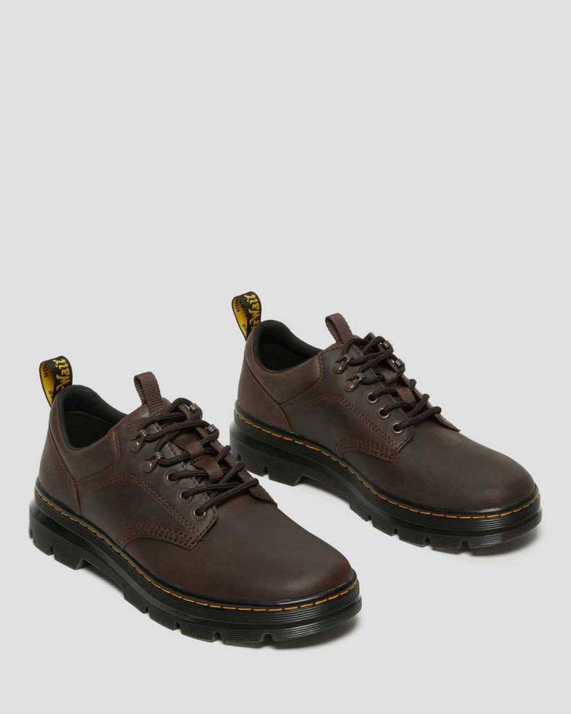 Black DR Martens Reeder Crazy Horse Leather Utility Shoes | 8405EMVYQ