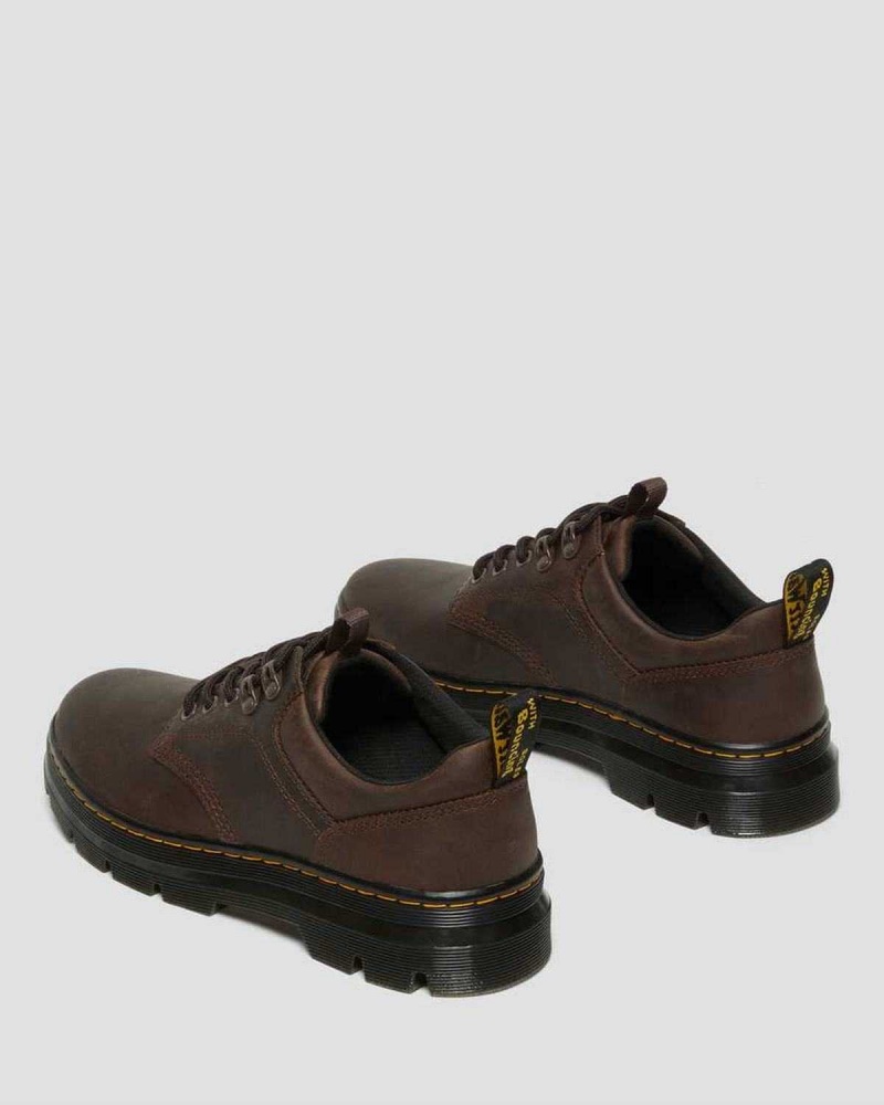 Black DR Martens Reeder Crazy Horse Leather Utility Shoes | 8405EMVYQ