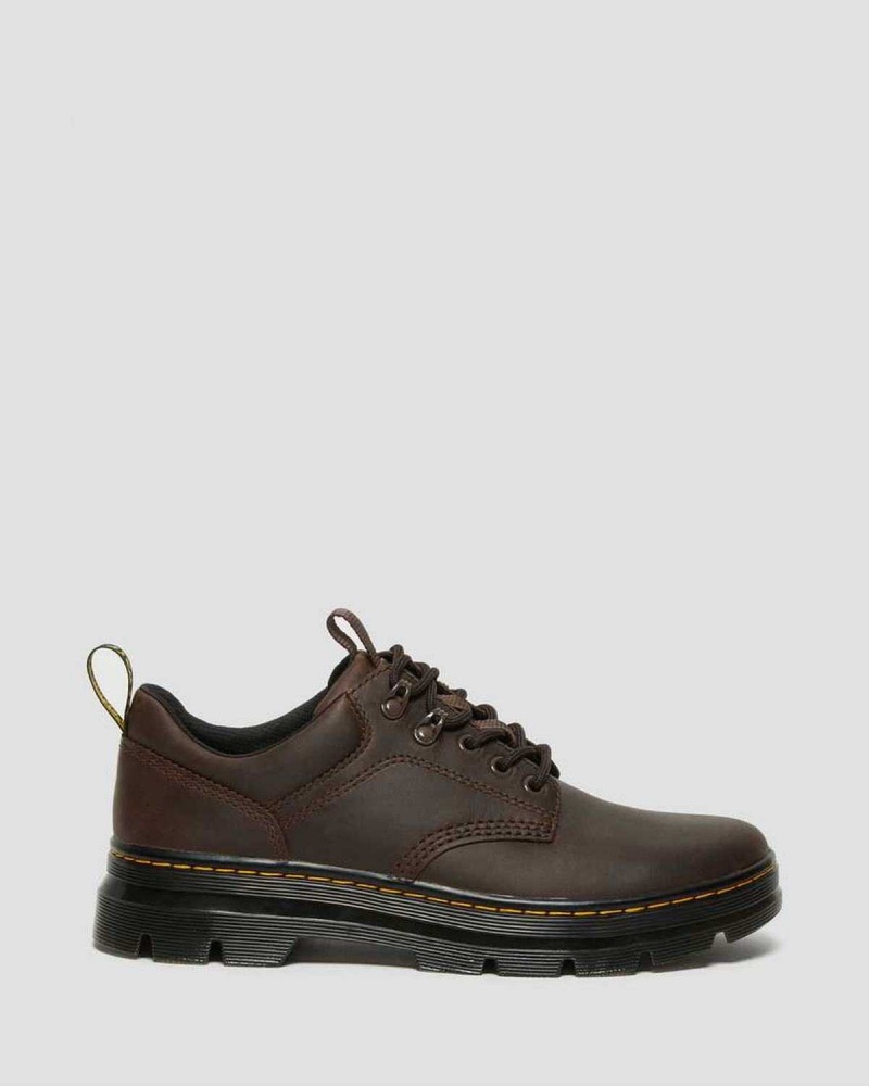 Black DR Martens Reeder Crazy Horse Leather Utility Shoes | 8405EMVYQ