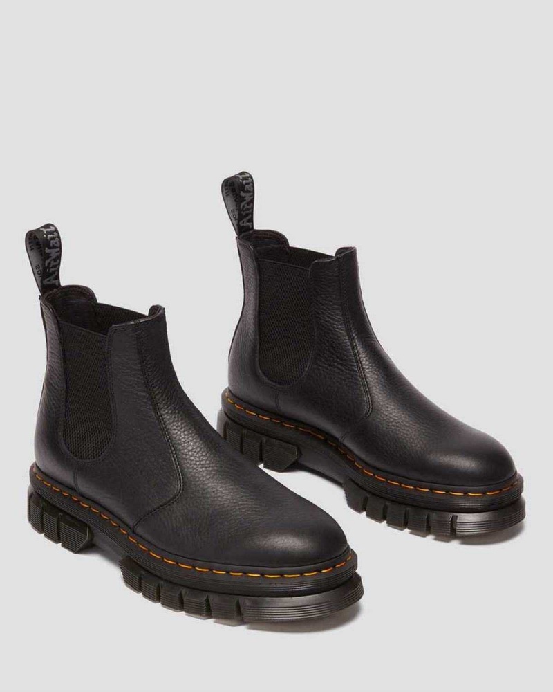 Black DR Martens Rikard Lunar Leather Chelsea Boots | 3296MUIKC