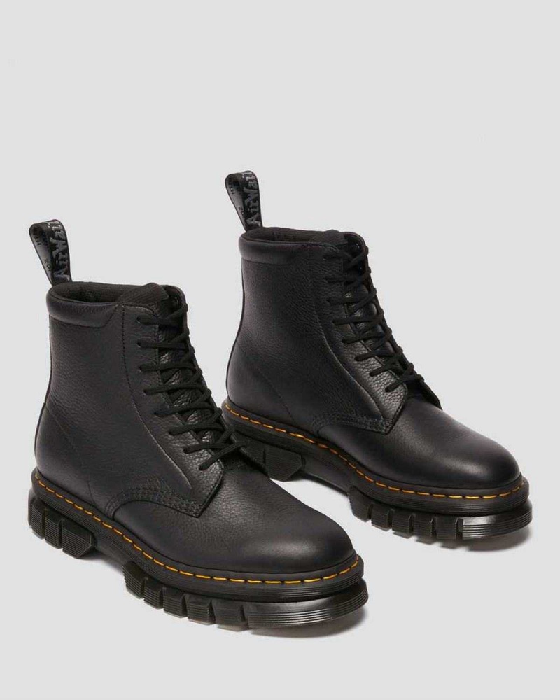 Black DR Martens Rikard Lunar Leather Platform Boots | 5610HWGNV