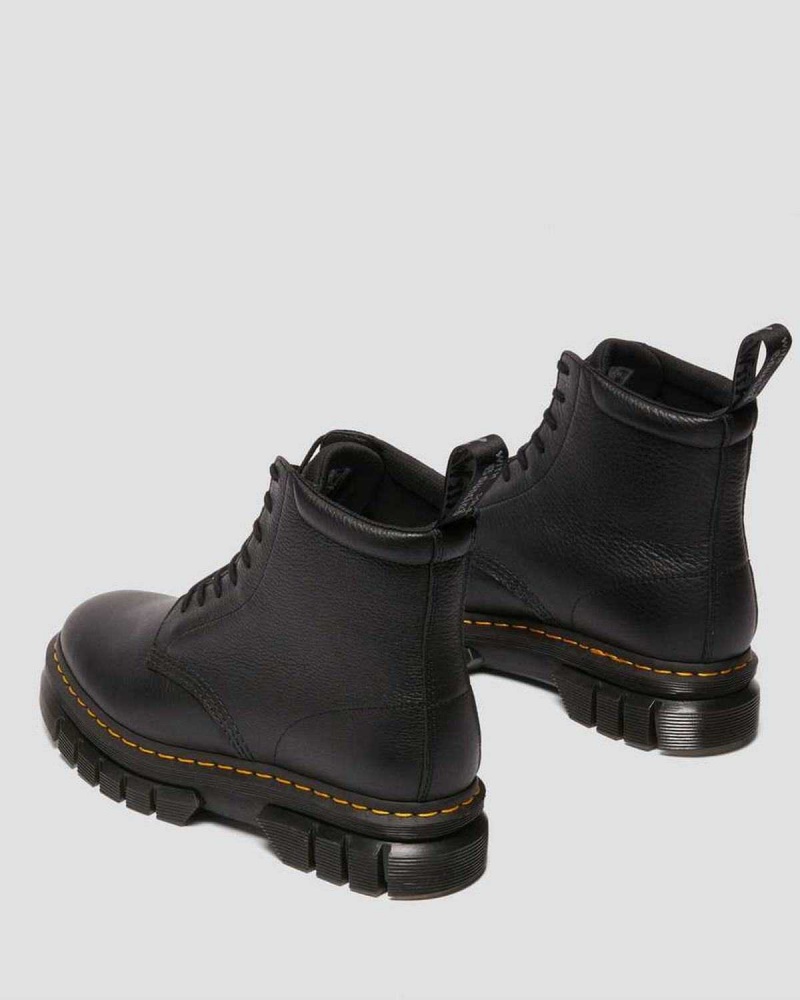 Black DR Martens Rikard Lunar Leather Platform Boots | 5610HWGNV