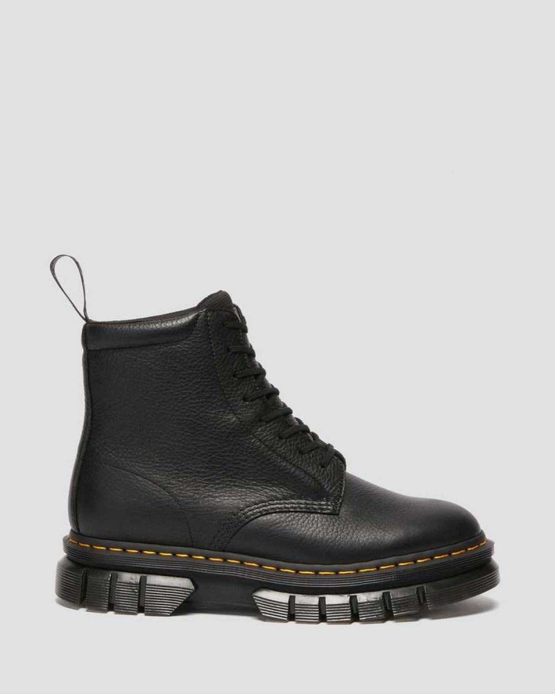 Black DR Martens Rikard Lunar Leather Platform Boots | 5610HWGNV