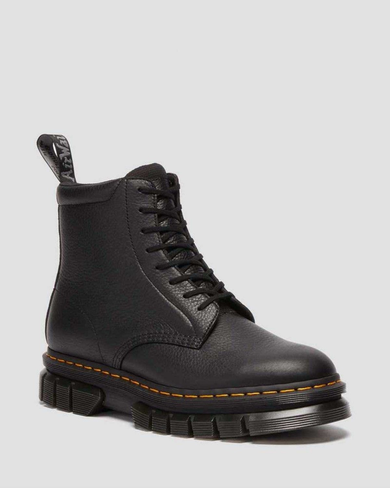 Black DR Martens Rikard Lunar Leather Platform Boots | 5610HWGNV