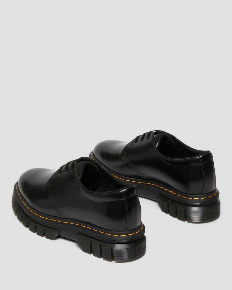 Black DR Martens Rikard Polished Smooth Leather Platform Shoes | 9275TLFAK