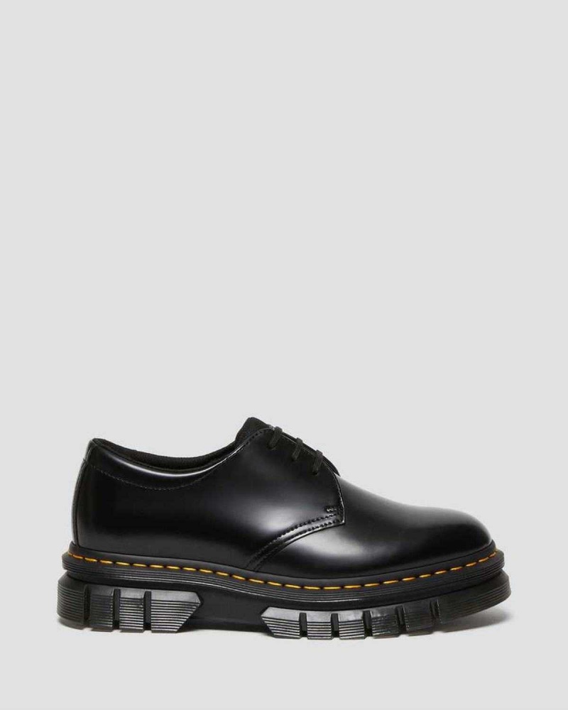 Black DR Martens Rikard Polished Smooth Leather Platform Shoes | 9275TLFAK