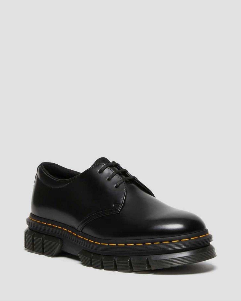 Black DR Martens Rikard Polished Smooth Leather Platform Shoes | 9275TLFAK