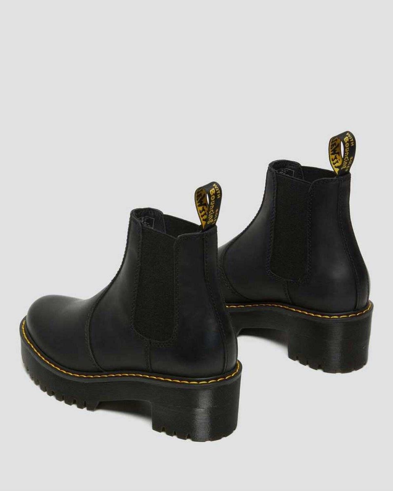 Black DR Martens Rometty Wyoming Leather Platform Chelsea Boots | 5362AYIRH