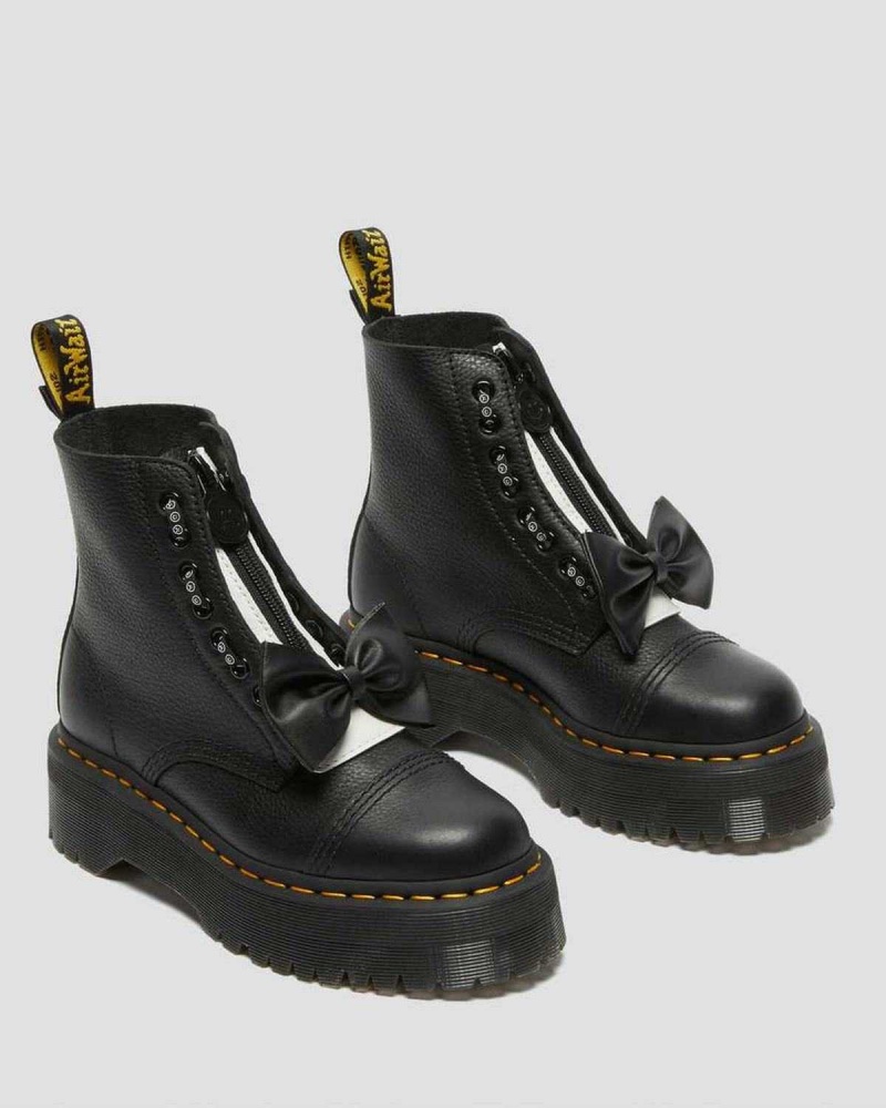 Black DR Martens Sinclair Lazy Oaf Leather Platform Boots | 8629VKXWY