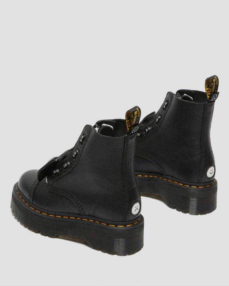 Black DR Martens Sinclair Lazy Oaf Leather Platform Boots | 8629VKXWY