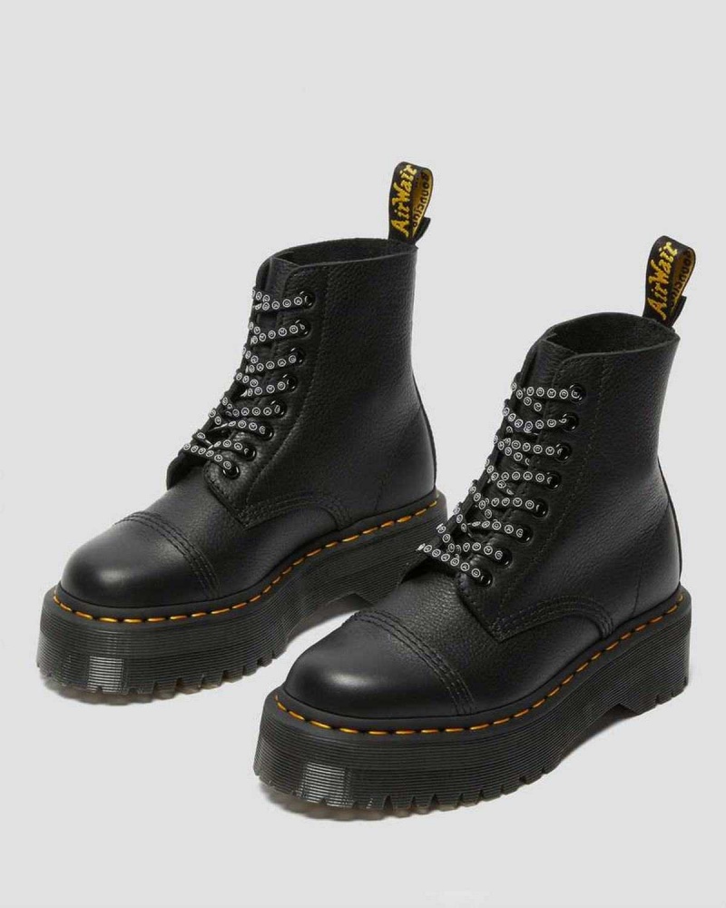 Black DR Martens Sinclair Lazy Oaf Leather Platform Boots | 8629VKXWY