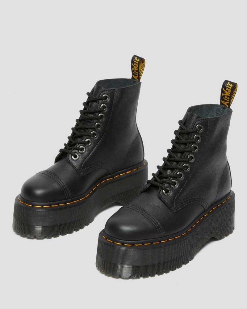 Black DR Martens Sinclair Max Pisa Leather Platform Boots | 1894XQFJT