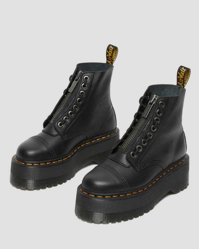 Black DR Martens Sinclair Max Pisa Leather Platform Boots | 1894XQFJT