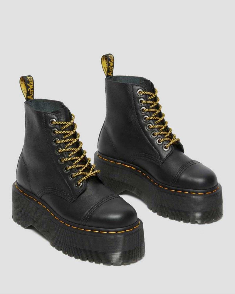 Black DR Martens Sinclair Max Pisa Leather Platform Boots | 1894XQFJT