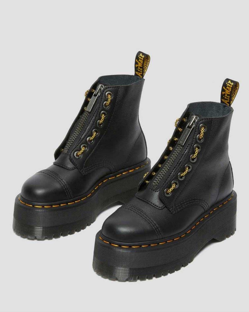 Black DR Martens Sinclair Max Pisa Leather Platform Boots | 1894XQFJT