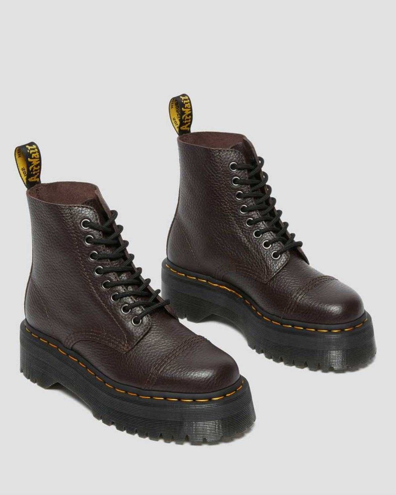 Black DR Martens Sinclair Milled Nappa Leather Platform Boots | 6518IJZLT