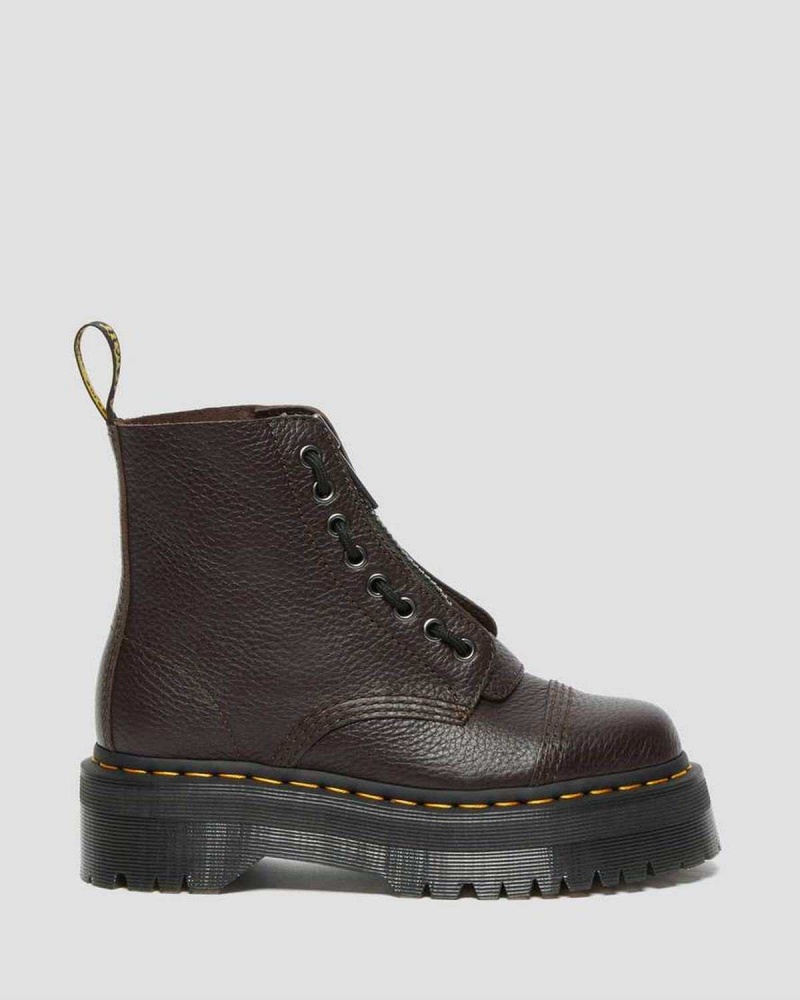 Black DR Martens Sinclair Milled Nappa Leather Platform Boots | 6518IJZLT