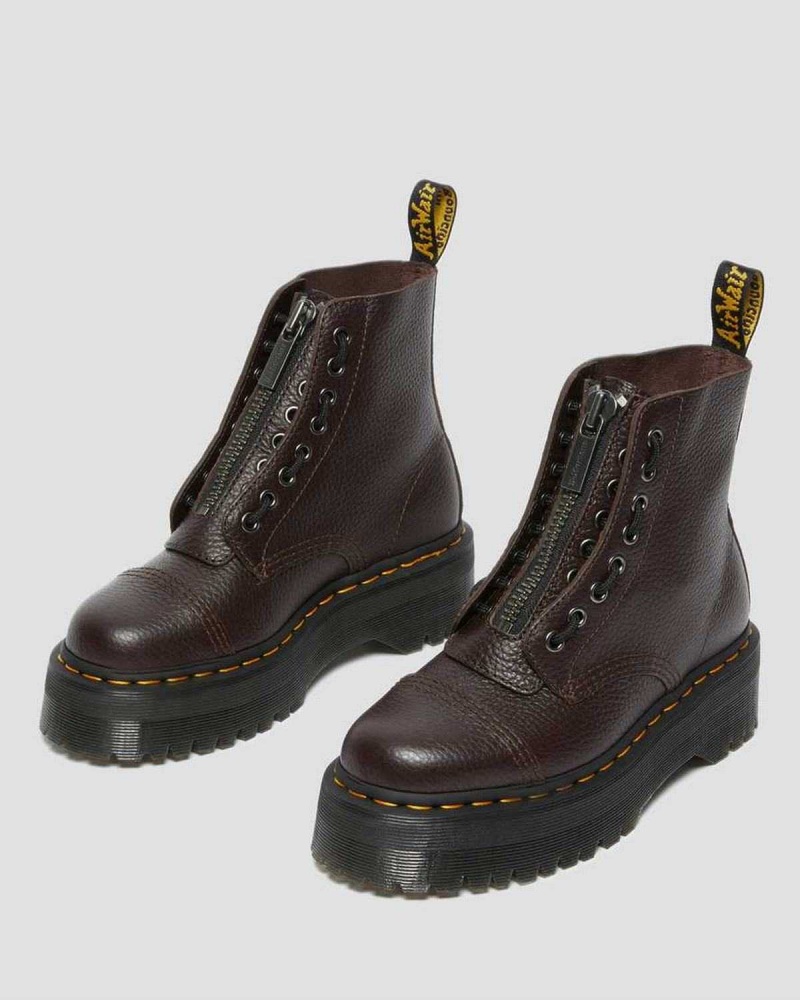 Black DR Martens Sinclair Milled Nappa Leather Platform Boots | 6518IJZLT