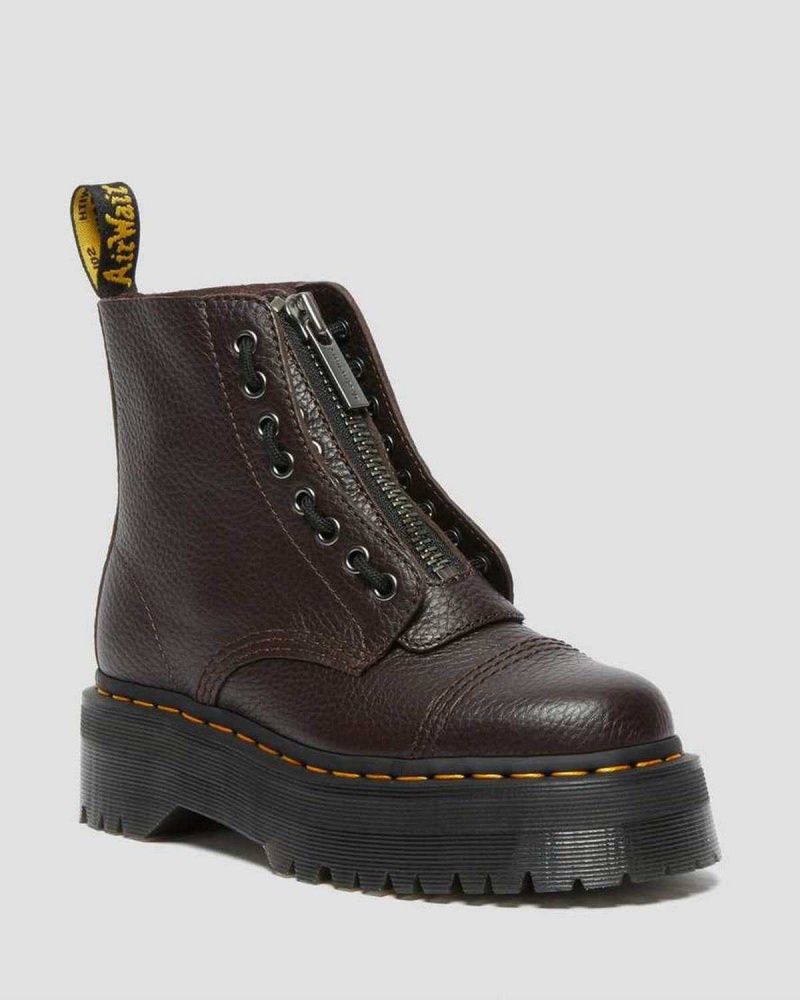 Black DR Martens Sinclair Milled Nappa Leather Platform Boots | 6518IJZLT