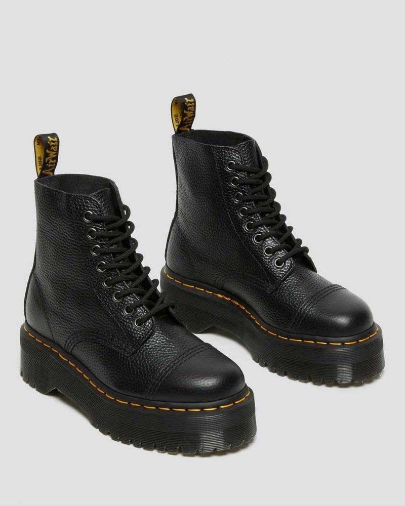 Black DR Martens Sinclair Milled Nappa Leather Platform Boots | 2340VMTPK