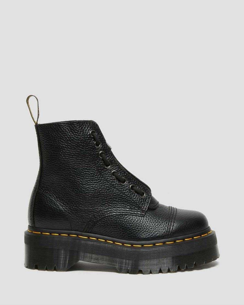 Black DR Martens Sinclair Milled Nappa Leather Platform Boots | 2340VMTPK