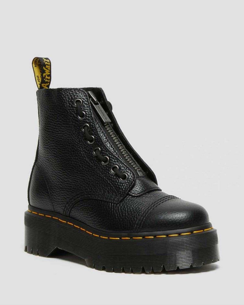 Black DR Martens Sinclair Milled Nappa Leather Platform Boots | 2340VMTPK