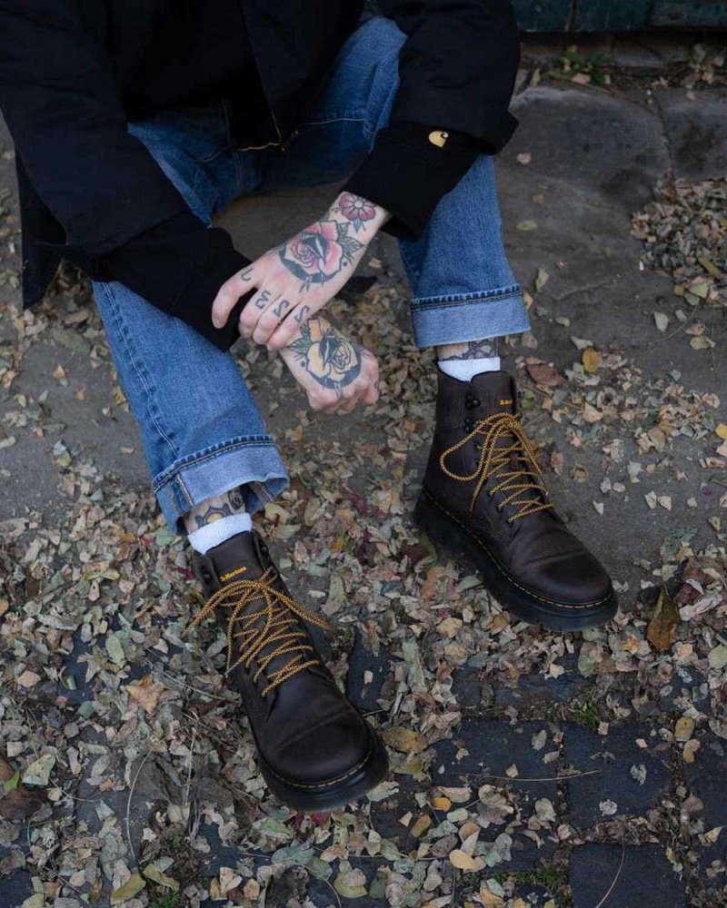 Black DR Martens Tarik Crazy Horse Leather Utility Boots | 6039SJVFN